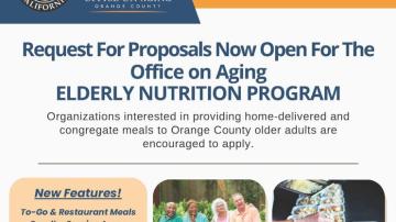 Request for Proposals Now Open for the Office on Aging Elderly Nutrition Program