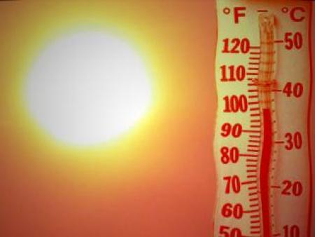 Sun and thermometer - high heat