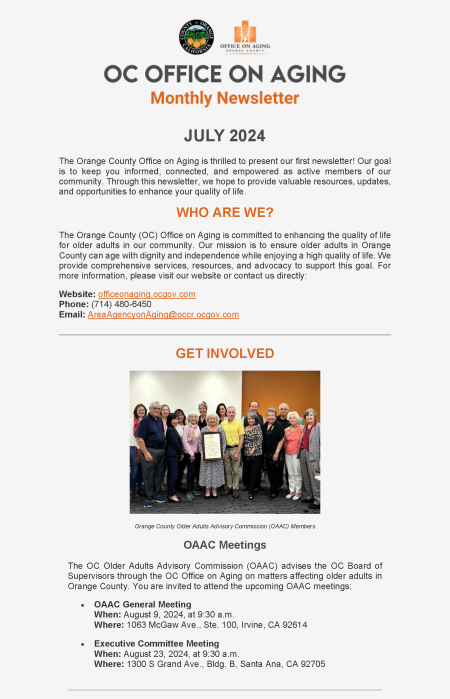 Office on Aging Newsletter - July 2024pg1