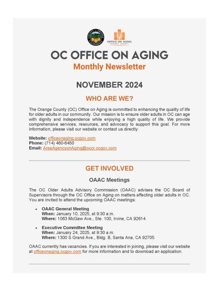 OOA Newsletter Nov 2024 pg1