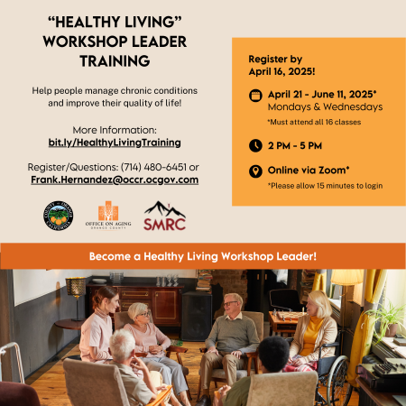 Healthy Living Workshop Leader Training Social Media Graphic (April 21-June 11, 2025)