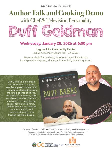 Meet Cookbook Author Duff Goldman Flyer on January 28, 2026